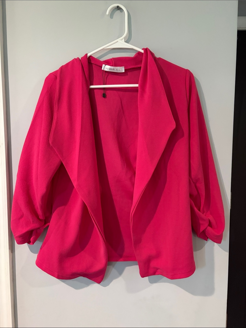 Doublju Hot Pink Open-Front Draped Blazer